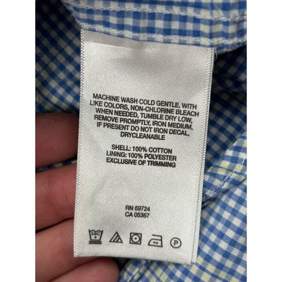 Columbia Sportswear Men's M Blue & Yellow Gingham Button-Up Shirt - Picture 5 of 12